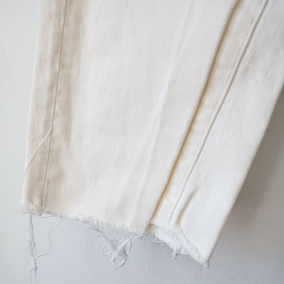 ZARA Off-White High Rise Straight Leg Jeans Women’s Size 2 Raw Hem Denim - Picture 5 of 7